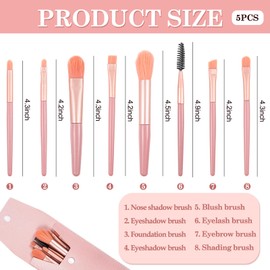 5 Sets Travel Makeup Brush, Makeup Brushes Set with Bag, Pink Makeup Brushes for Face Foundation Blush Eye Shadow Mini Cosmetic Brushes Bridesmaid Gifts Set of 8 (Pink)