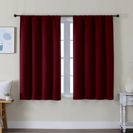 Simplebrand Ava - Cortinas opacas cortas para recámara, 45 pulgadas de largo, juego de 2 paneles de aislamiento térmico sólido, cortinas opacas de ahorro de energía, 40 x 45 pulgadas, color burdeos