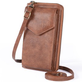 SENDEFN Crossbody Phone Bag for Women, Cross Body Handbags Phone Purse with Long Strap，Genuine Leather RFID Blocking Cell Phone Wallet