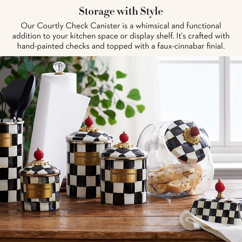 MACKENZIE-CHILDS Enamel Canister, Versatile Kitchen Storage Container for Flour and