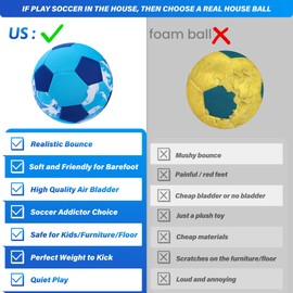 Indoor Soccer Balls Size 4, for Protect Inside Home Furniture, Fabric Cover Softy Safe Silent Size 4 Soccer Balls for Kids Boys Girls Fun Soccer Gifts Birthday Christmas