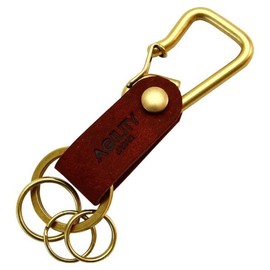 aziritexiaffa (Agility Affa) bloche "Carabiner Leather Leather Key Holder Belt Loop Small Key Ring Cow Leather - brown -