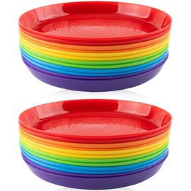 QUYLIXX 24 Pack Plastic Plates, 7 Inch Colorful Dinner Plates Plates, BPA Free Reusable Small Snack Salad for BBQ, Travel, Events, Dishwasher Safe, 6 Colors
