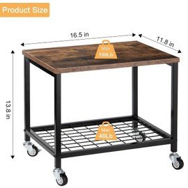 Printer Stand Under Desk Printer Stand Home Printer Cart with Storage Desktop Printer Table for Home Office Rustic Brown