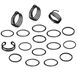 ONESING 18 Pcs Knuckle Rings for Women Stackable Rings Sets Joint Rings for Men Crystal Rings Black