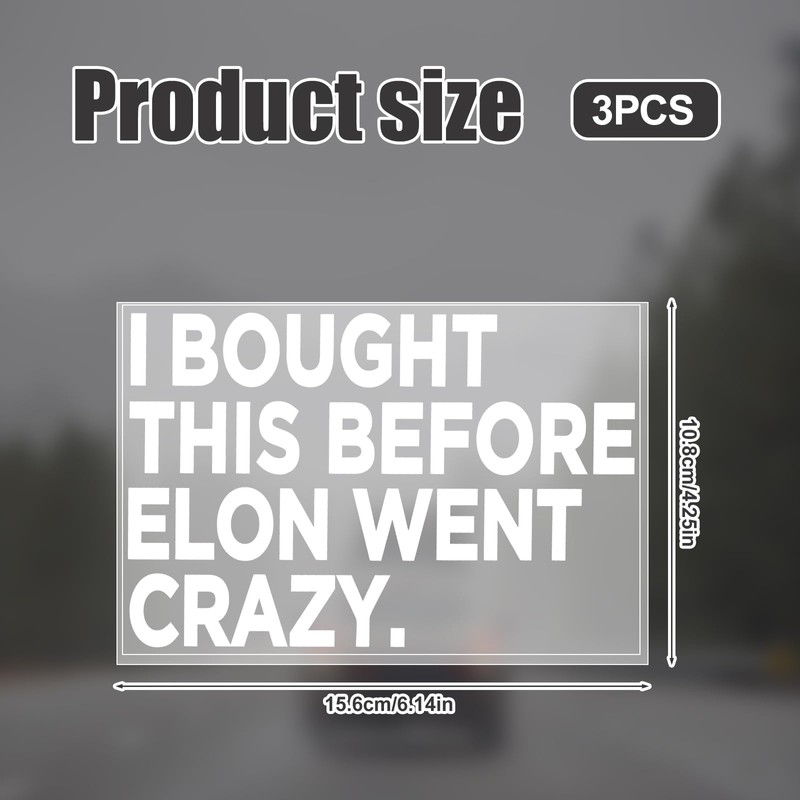 Pack of 3 Anti Elon Car Stickers, Funny Vinyl Car