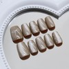 Coffee Press on Nails Short Square Fake Nails with Cat-Eyes