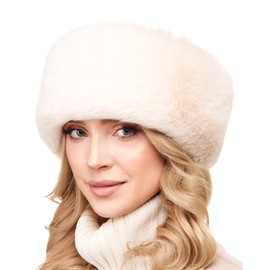 Futrzane Modern Headband - Ladies Winter Fur Headbands - Soft Russian Ear Warmer - Size L (Ecru Long Modern)