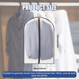 Bliceon 3-Pack Garment Suit Covers - Dustproof Zippered Clothes Bags, Waterproof PEVA Translucent Dress Protectors, Breathable Moth-Proof Storage Bags (60x100 cm)