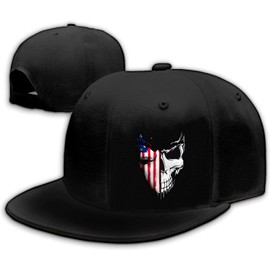 Tijeyi Skull Hat Snapback Hats for Men Womens Skeleton Baseball Cap Black Flat Bill Brim Trucker Snap Backpack Hat Fitted Hats American Flag Hat Snap Back