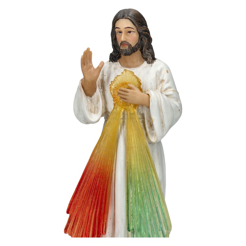Jesus Divine Mercy Figurine, 15 cm, Hand-Painted, Resin, Blessing Gesture