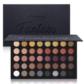 Professional Neutral Smokey Eyeshadow Makeup Palette, Matte Shimmer Metallic Black Grey Dark Goth Eye Shadows for Halloween, Pigmented Warm Smoky Nude Rosy Gold Brown Pallet Daily Make Up Kit