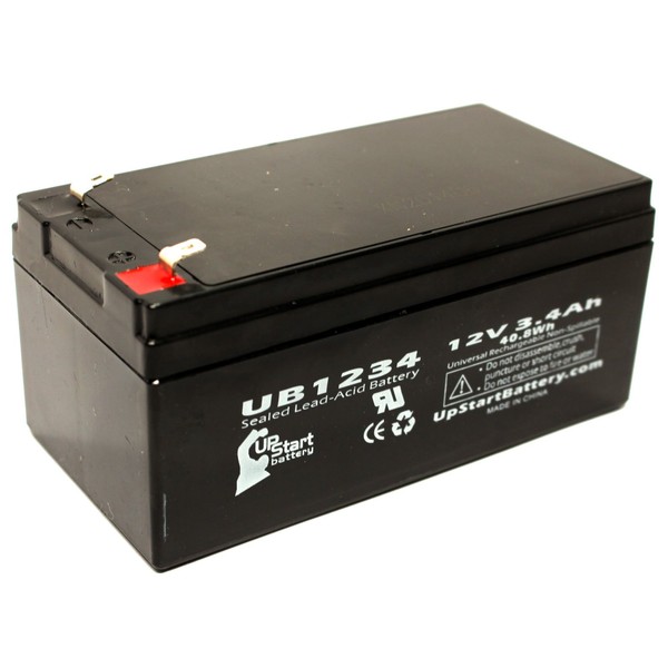 Replacement for Replacement CyberPower CP425SLG Battery - Replacement UB1234 Universal Sealed Lead Acid Battery (12V, 3.4Ah, 3400mAh, F1 Terminal, AGM, SLA) - Includes Two F1 to F2 Terminal Adapters