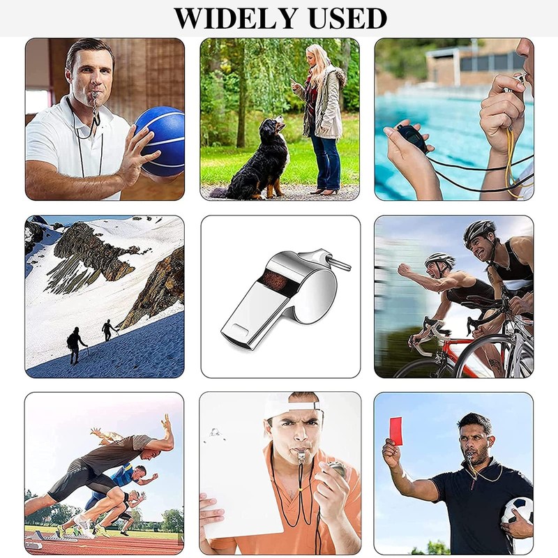 Txeouse Stainless Steel Whistles Pack of 10 Metal Whistle with