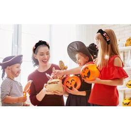 ARATLENCH - Diadema de Halloween con abalorio anudadas, accesorios de Halloween, calabaza, murciélago, caramelos, regalo de fiesta