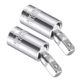 CoCud Universal Joint Socket Wrench, 1/4" Drive 45mm Length CR-V Ball Spring Design Almighty Steering Swivel Socket Adapter for Repairs Motor Vehicles Machinery, Pack of 2
