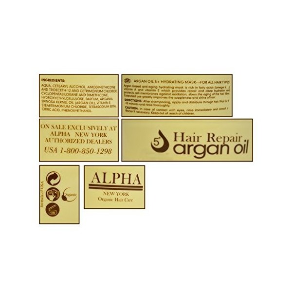 Moroccan Argan Oil Original Hydrating Mask Hair repair Organic hair Care By Alpha New York 500 ml. / 16.9 fl. oz.
