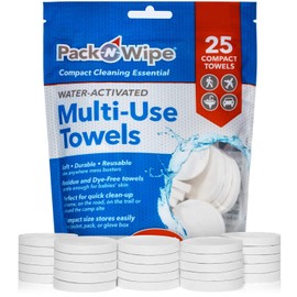 Pack-n-Wipe Compressed Disposable Towels - Soft, Durable, Reusable Towels - Travel, Home, Outdoor Hand Towels - 8.5” x 11” - 25 Count (PNW-4)