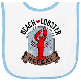 inktastic Maine Funny Beach Lobster Repeat Baby Terry Cloth Bib White and Light Blue 42d02
