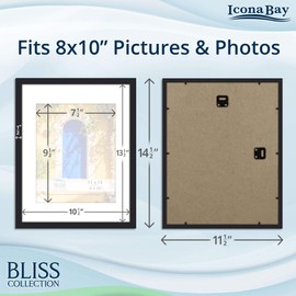 Icona Bay 11x14 Picture Frames with Removable Mat for 8x10 Photo (Black, 5 Pack), Modern Style Wood Composite Frames, Wall Mount Only, Bliss Collection