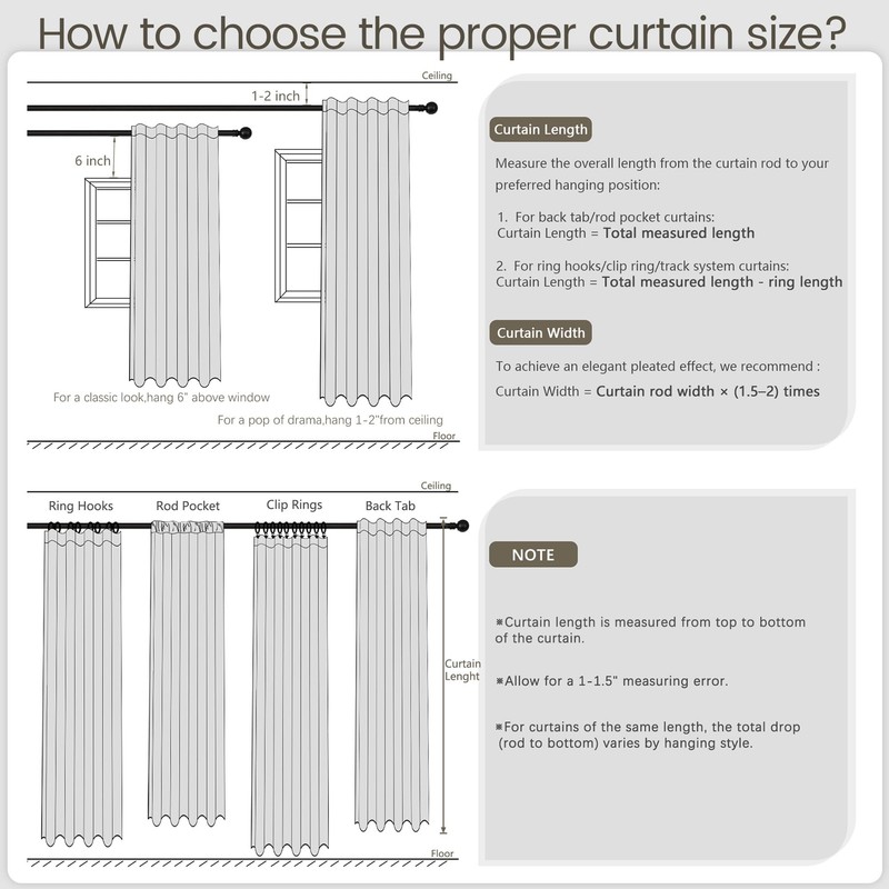 UHITECH 36 Inch Long Short Blackout Curtains for Bedroom Linen