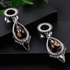 TBOSEN Stainless Steel Teardrop Black Obsidian Stone Large Dangle Bridal