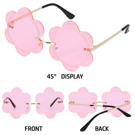 Dazzleimart Flower Shape Sunglasses Retro Trendy Fun Sunglasses for Women Men Christmas Decorations Party Favor (Flower Pink)