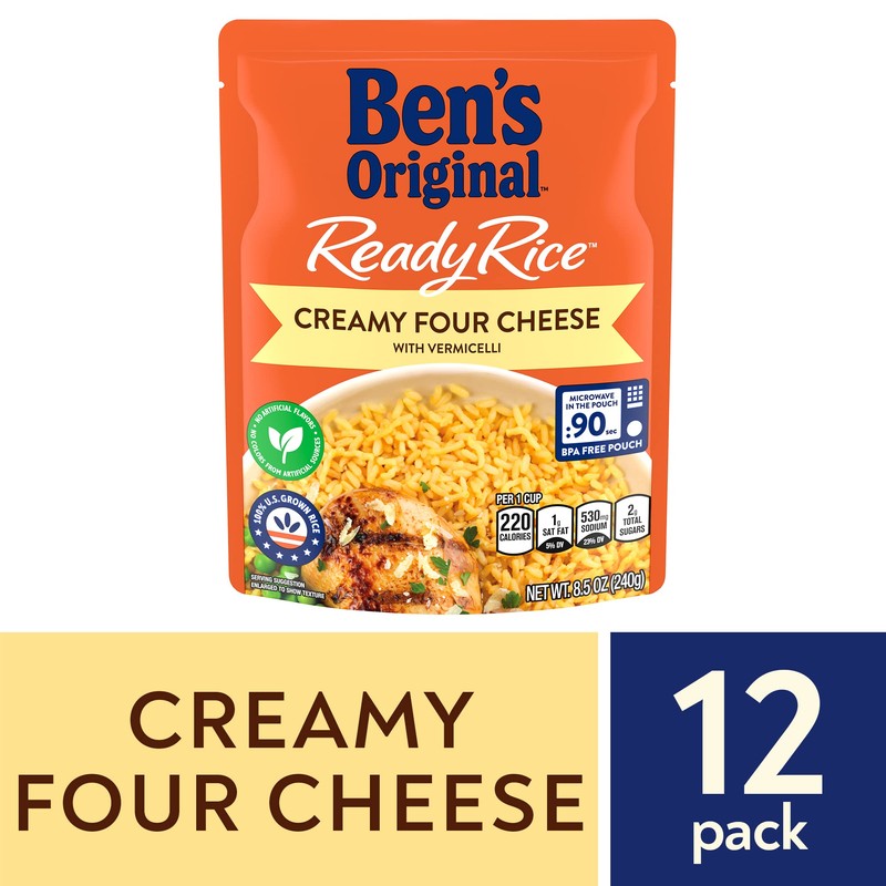 BEN'S ORIGINAL Ready Rice Creamy Four Cheese Flavored Rice, Easy