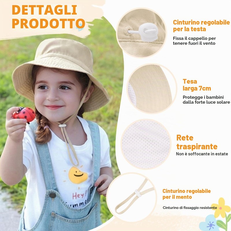 Xnova Cappello da Pescatore Sole per Bambini Ragazze Regolabile Secchio