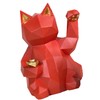 Fortune Cat Figurine Geometry Style Eco Friendly Resin Bright Red