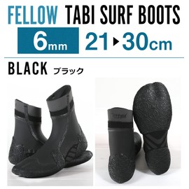 FELLOW Surf Boots, 0.2 inches (6 mm), Thermal, Fleece-Lined, Surfing Shoes, Split Type, Thermal, Brushed Material, Japanese Standard, Men's, Women's, For Cold Regions, For Mid Winter, Wet Suit, Black, 10.6 inches (27 cm)
