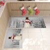 Queener Home Winter Christmas Tree and Snowman Kitchen Rugs and