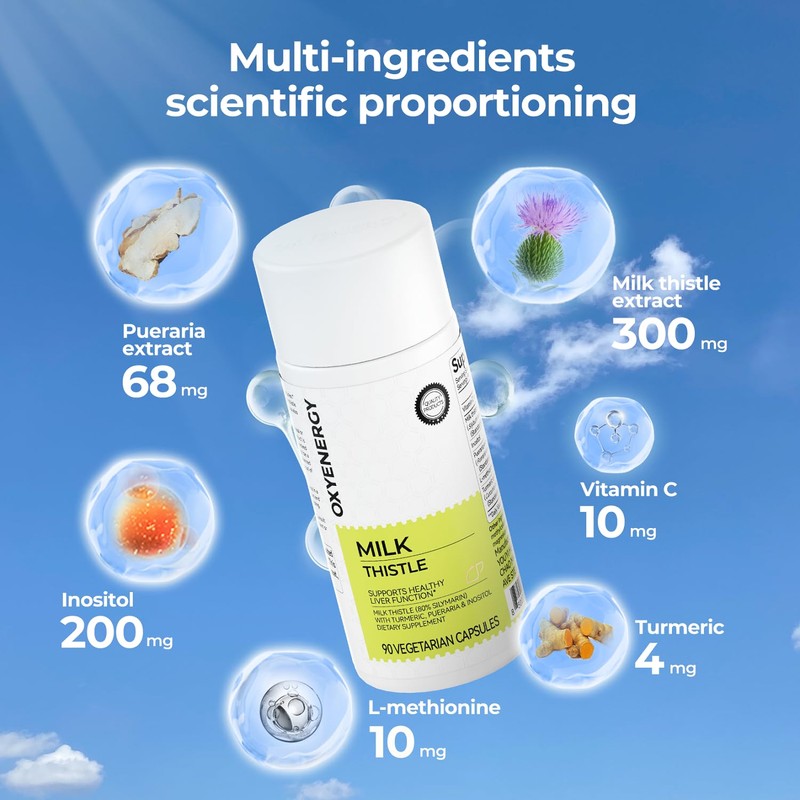 OxyEnergy Silymarin Milk Thistle 300mg Extract with Vitamin C, Inositol