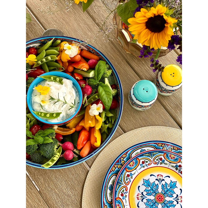 Euro Ceramica Zanzibar Double Bowl 16-Piece Dinnerware Set | Fine