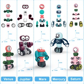 Gifts2U Magnetic Robots, 35PCS Magnetic Blocks Set for Kids with Storage Box, Stacking Robots Toy STEM Educational Playset for Boys and Girls Ages 3-6 Style A