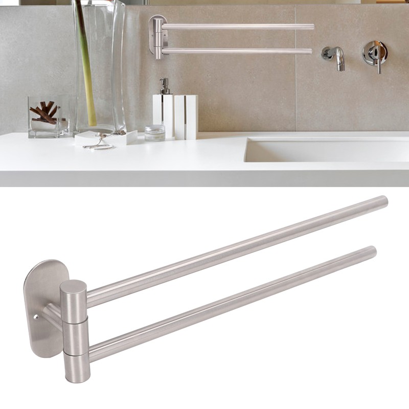 Stainless Steel Toilet Paper Bracket Single Seat 2 Poles Rotatable