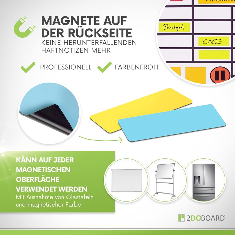 2DOBOARD Magnetic Strips Writeable - 7.5 cm x 2.5 cm