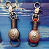 CHROME CRANE Men's Leather Cowhide Leather Cord Key Ring Charm