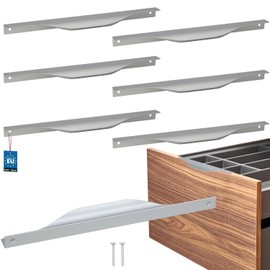 KOTARBAU® Set of 6 Furniture Handles, Furniture Handles, Cabinet Handles, 256/276 mm, ZnAl Kitchen Handles, Silver Handles, Furniture Door Handles, Profile Handles, Kitchen Drawer Handles, Handles for