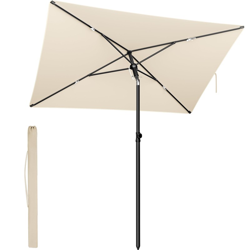 SONGMICS Sombrilla de Patio, Parasol de Exterior, Techo Inclinable, para