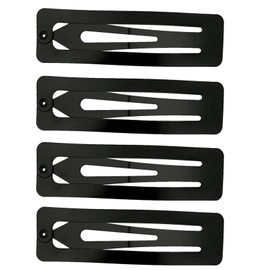 Snap Hair Clips 4PCS 7cm Metal Hair Clips Large Rectangle Hair Barrettes Non-slip Snap Hair Slides Hairdressing Hair Accessories for Women Girls, Black