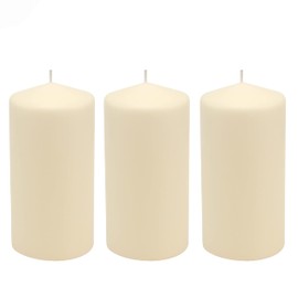 Stonebriar 6 Pack Tall 3 x 6 Inch 65 Hour Long Burning Unscented Ivory Wax Pillar Candles