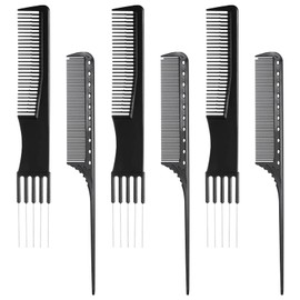 Pack of 3 Toupee Comb and 3 x Handle Comb, Toupee Comb, Handle Comb, Styling Comb, Hairdressing Comb, Toupe Combs for Women, Black Hairdressing Handle Comb, for Hairdressing Salons, Thin, Thick Hair,