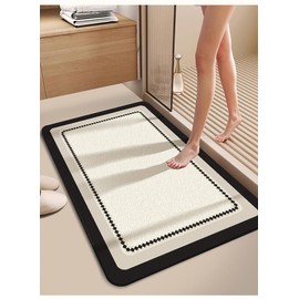 ACCUMTEK Bath Mat Rug, Ultra Thin Bath Rugs,Rubber Bath Mats for Bathroom,Quick Dry,Non-Slip,Fit Under Door Bath Mats for Bathroom Floor Bathtub,Machine Washable, Beige 32"x20"