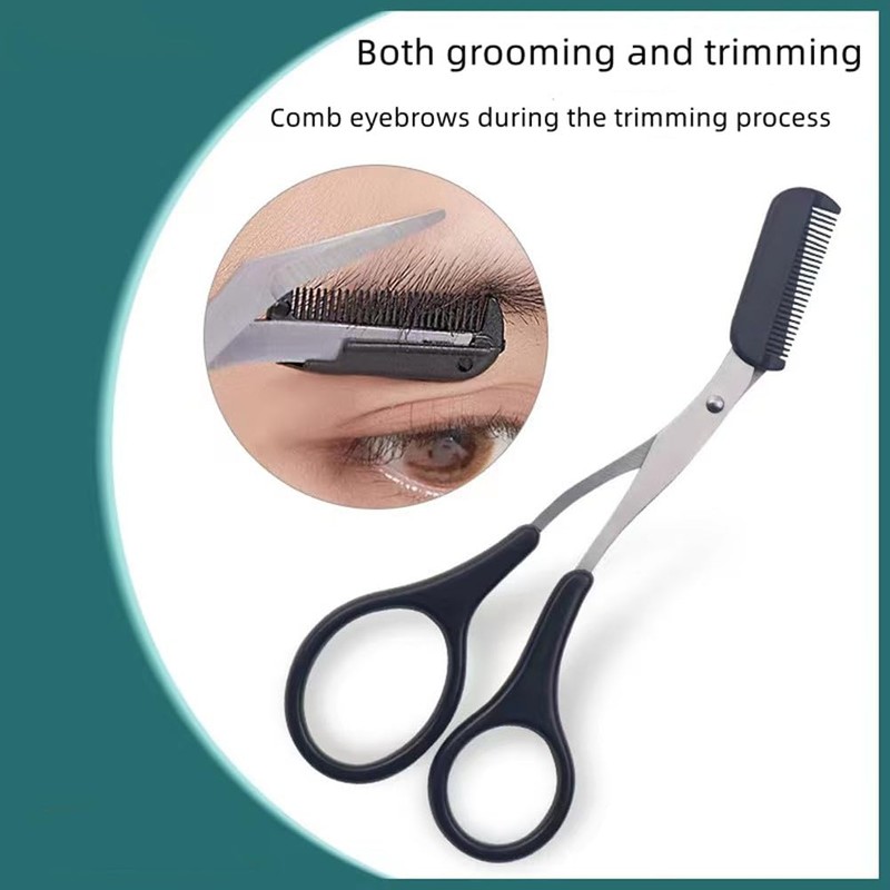 XUJINCN Eyebrow Trimmer Scissors，Eyebrows Scissors with Comb(Detachable)， Eyebrows Grooming Tool