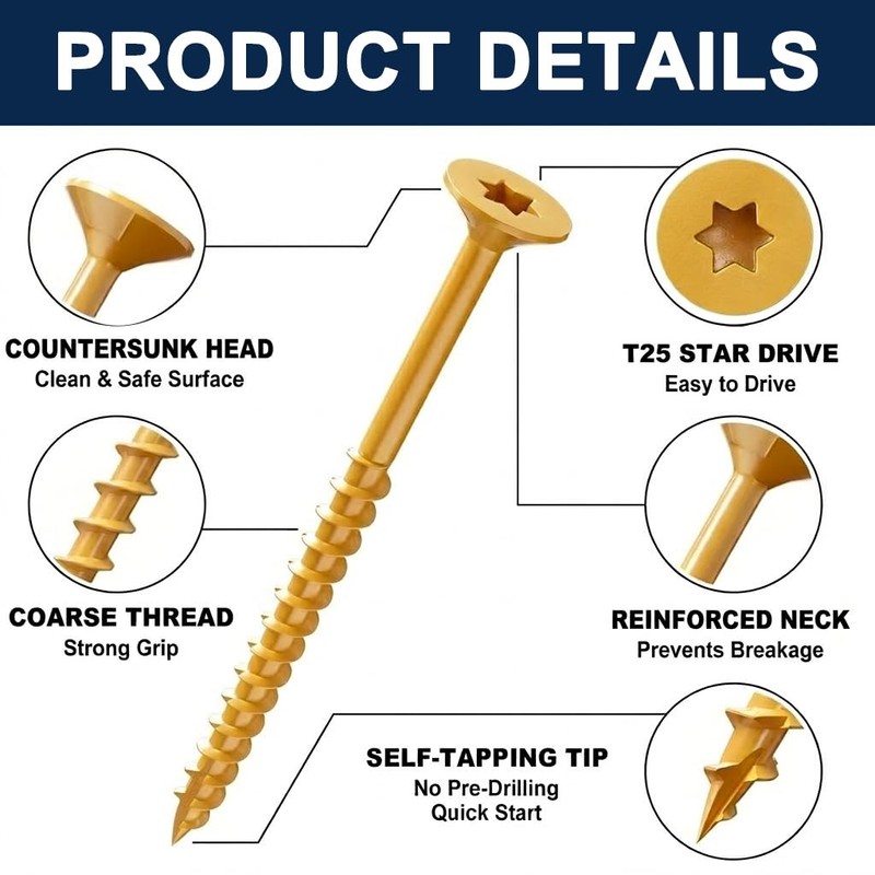 #8 x 1-5/8" Exterior Deck Screws (5 lb Box), Tan