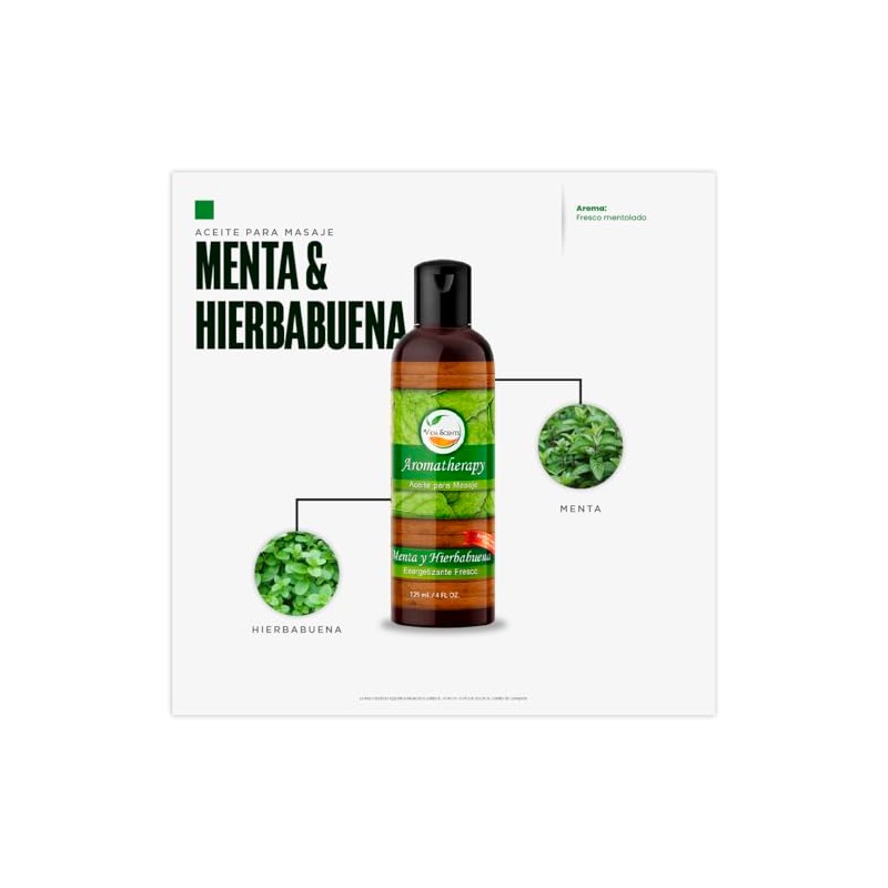 VIDA SCENTS AROMATHERAPY - Aceite Para Masaje Menta y Hiebabuena
