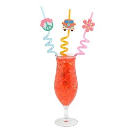 Fun Expess 10" Groovy Van, Flower & Peace Sign Plastic Silly Straws - 12 Pieces