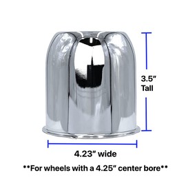 4-Pack Chrome Short 4.25 Push-Through Center Caps for Auto, Truck & Trailer Wheels - Durable Rims Hub Cover