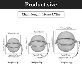 Tea Strainer, Pack of 3 Tea Infusers for Loose Tea, Tea Strainer Made of Stainless Steel, Spice Strainer, Stainless Steel Spice Ball Tea Strainer with Chain Spice Ball for Loose Tea Mulling Spices